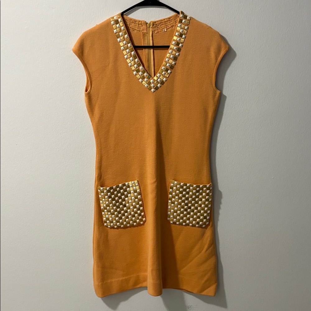 Source Unknown Orange Dress with Gold Accents
